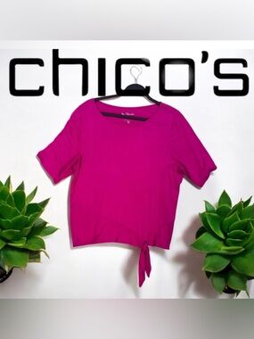 Chico’s Hot Pink T-Shirt Top
Tie Front